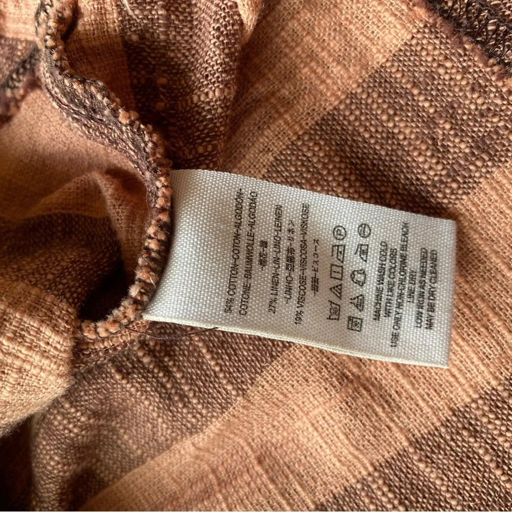 Free People Peach and Brown Striped Button-Down Shirt - Picture 8 of 8